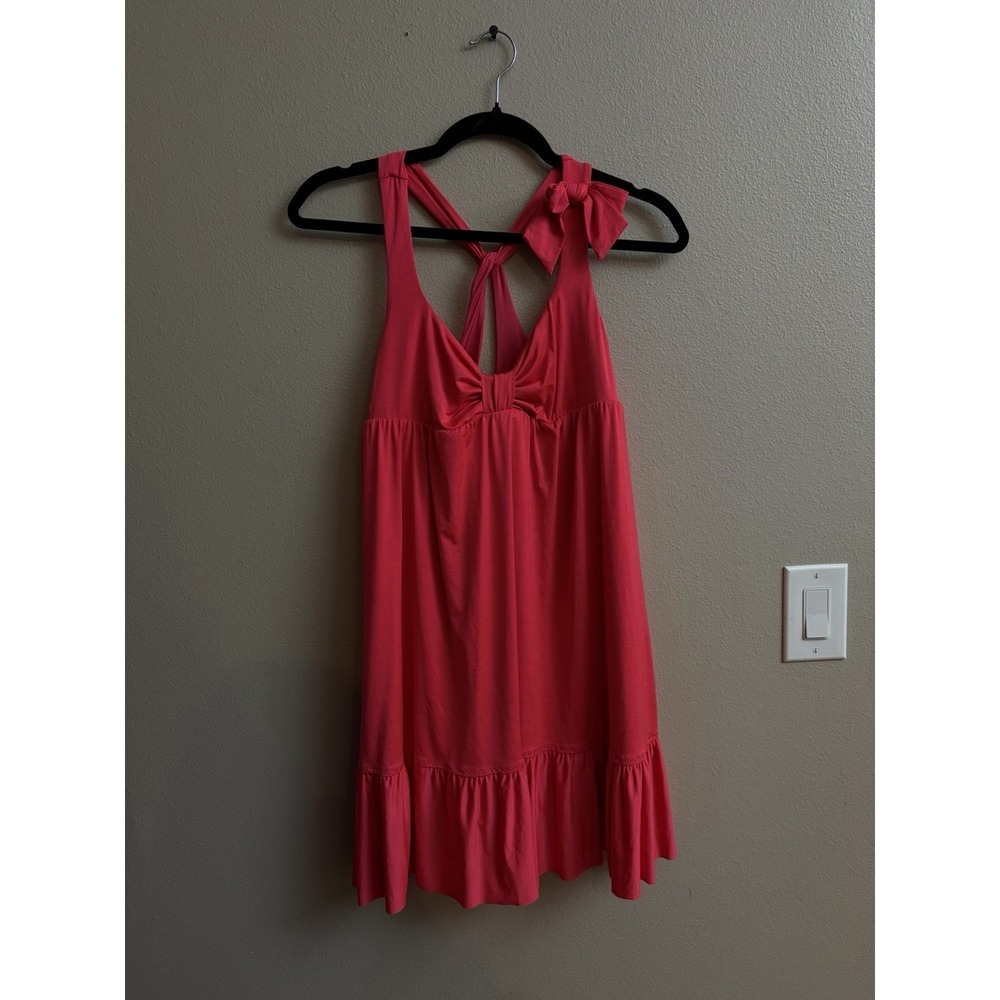 Betsey Johnson Swim Dress Medium Pink One Piece Swimsuit Barbiecore Beach Resort